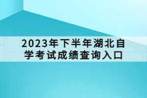 2023年下半年湖北自学考试成绩查询入口