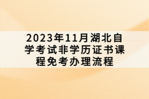 2023年11月湖北自学考试非学历证书课程免考办理流程