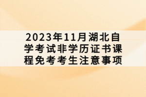 2023年11月湖北自学考试非学历证书课程免考考生注意事项