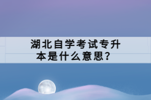 湖北自学考试专升本是什么意思？