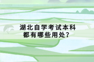 湖北自学考试本科都有哪些用处？