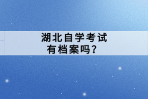 湖北自学考试有档案吗？