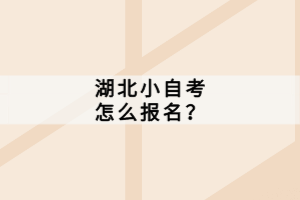 湖北小自考怎么报名？