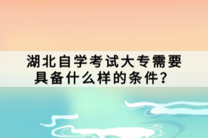 湖北自学考试大专需要具备什么样的条件？