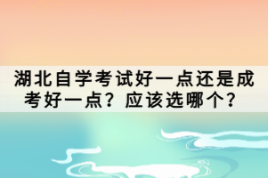 湖北自学考试好一点还是成考好一点？应该选哪个？