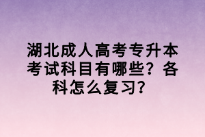 湖北成人高考专升本考试科目有哪些？各科怎么复习？
