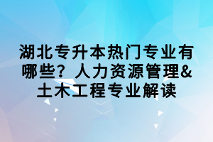 湖北专升本热门专业有哪些？人力资源管理&土木工程专业解读