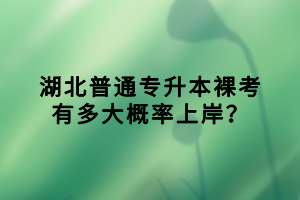 湖北普通专升本裸考有多大概率上岸？