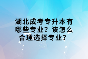 湖北成考专升本有哪些专业？该怎么合理选择专业？