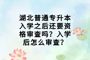 湖北普通专升本入学之后还要资格审查吗？入学后怎么审查？