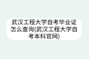 武汉工程大学自考毕业证怎么查询(武汉工程大学自考本科官网)