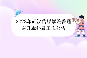 2023年武汉传媒学院普通专升本补录工作公告