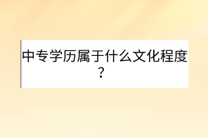 中专学历属于什么文化程度？