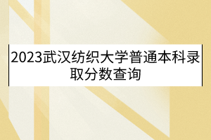 2023武汉纺织大学普通本科录取分数查询