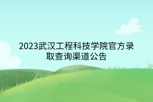 2023武汉工程科技学院官方录取查询渠道公告