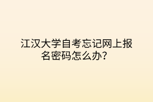 江汉大学自考忘记网上报名密码怎么办？
