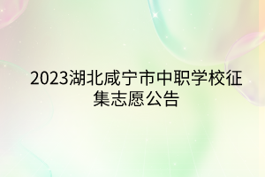2023湖北咸宁市中职学校征集志愿公告