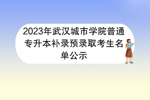 2023年武汉城市学院普通专升本补录预录取考生名单公示