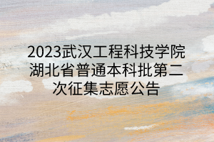 2023武汉工程科技学院湖北省普通本科批第二次征集志愿公告