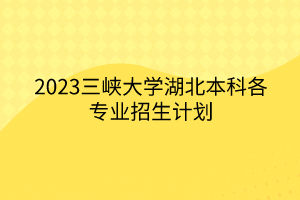 2023三峡大学湖北本科各专业招生计划