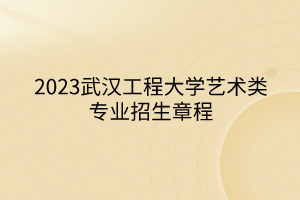 2023武汉工程大学艺术类专业招生章程