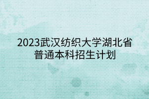 2023武汉纺织大学湖北省普通本科招生计划