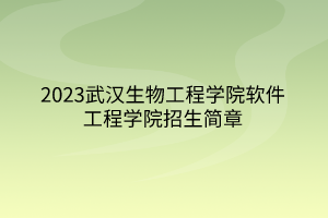 2023武汉生物工程学院软件工程学院招生简章