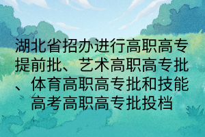 湖北省招办进行高职高专提前批、艺术高职高专批、体育高职高专批和技能高考高职高专批投档 湖北省招办进行高职高专提前批、艺术高职高专批、体育高职高专批和技能高考高职高专批投档