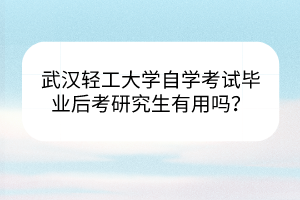 武汉轻工大学自学考试毕业后考研究生有用吗？