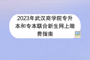 2023年武汉商学院专升本和专本联合新生网上缴费指南
