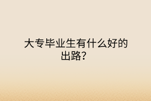 大专毕业生有什么好的出路？