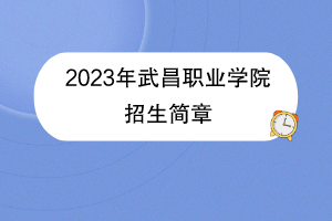 2023年武昌职业学院招生简章