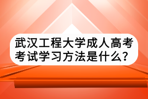 武汉工程大学成人高考考试学习方法是什么？