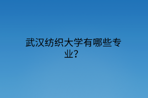 武汉纺织大学有哪些专业？