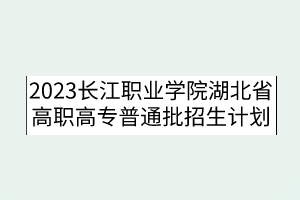 2023长江职业学院湖北省高职高专普通批招生计划