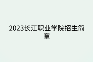 2023长江职业学院招生简章