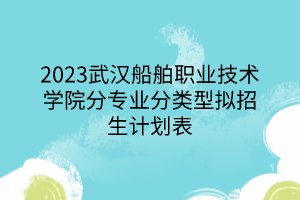 2023武汉船舶职业技术学院分专业分类型拟招生计划表 2023武汉船舶职业技术学院分专业分类型拟招生计划表