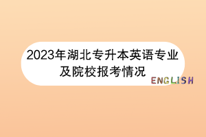 2023年湖北专升本英语专业及院校报考情况