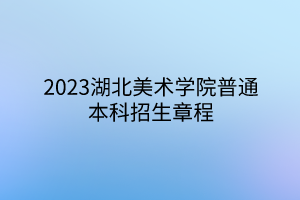 2023湖北美术学院普通本科招生章程