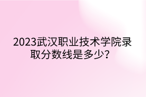 2023武汉职业技术学院录取分数线是多少？