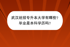 武汉统招专升本大学有哪些？毕业是本科学历吗？