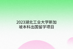 2023湖北工业大学新加坡本科出国留学项目