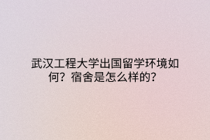 武汉工程大学出国留学环境如何？宿舍是怎么样的？
