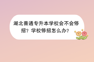 湖北普通专升本学校会不会停招？学校停招怎么办？