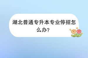 湖北普通专升本专业停招怎么办？
