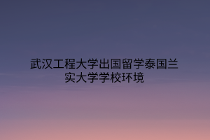武汉工程大学出国留学泰国兰实大学学校环境