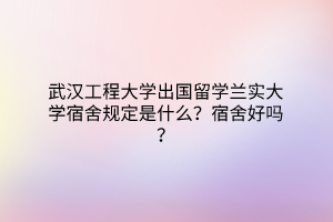 武汉工程大学出国留学兰实大学宿舍规定是什么？宿舍好吗？