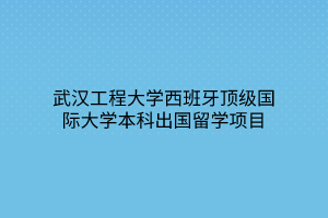 武汉工程大学西班牙顶级国际大学本科出国留学项目
