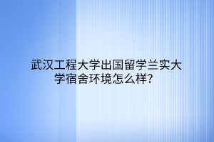 武汉工程大学出国留学兰实大学宿舍环境怎么样？