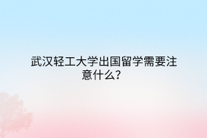 武汉轻工大学出国留学需要注意什么？